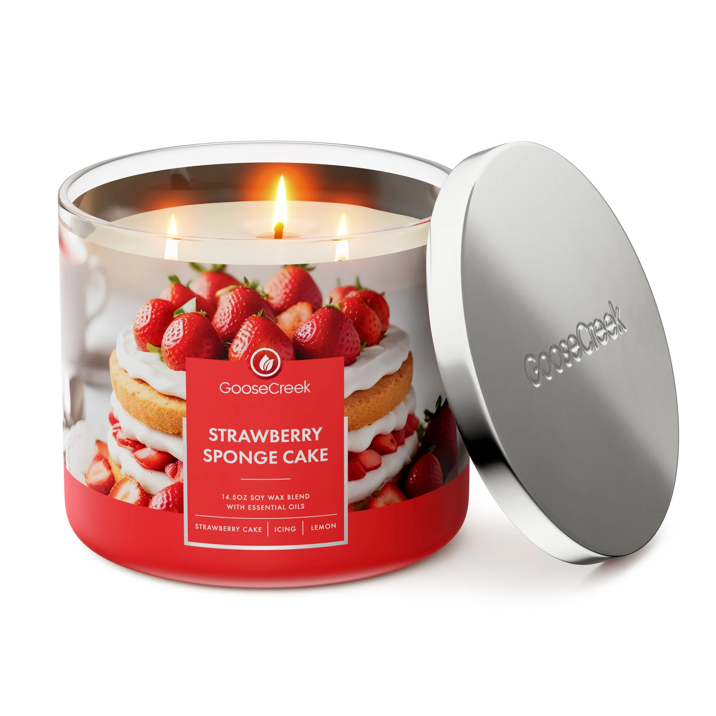 Strawberry Sponge Cake 3-Wick Candle - Image 3